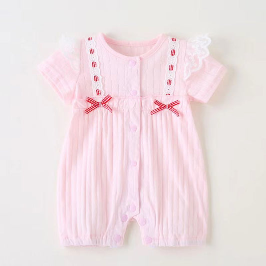 Jacquard Plain Bow  Romper