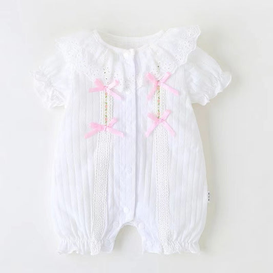 White Romper with Pink Bow