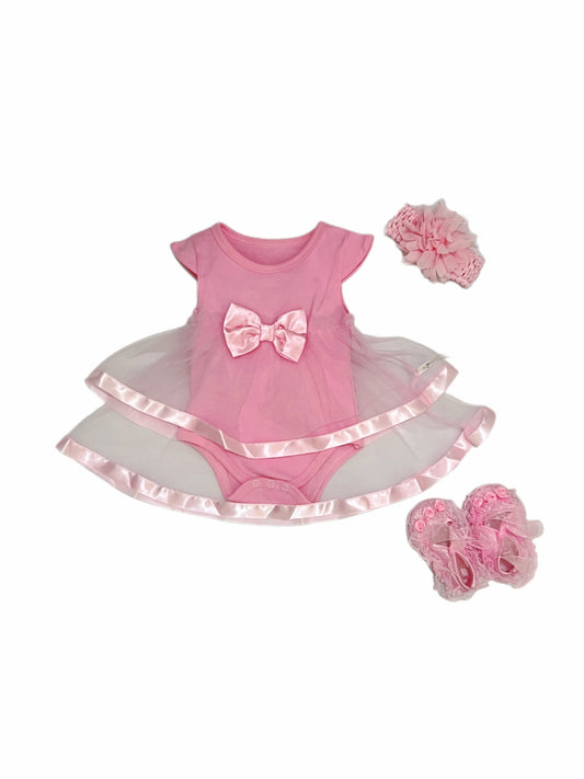 Pink Lace Skirt + Headband + Shoe