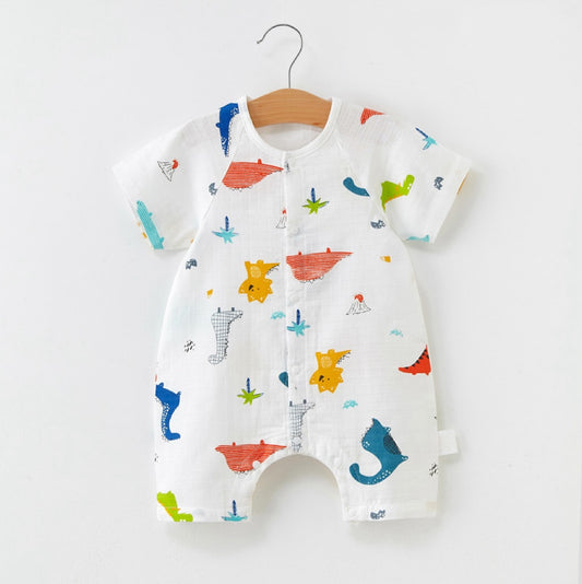 Colorful Dinosaur Graphic Romper