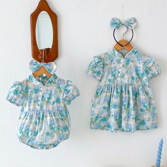 Blue Tang Style Dress / Romper
