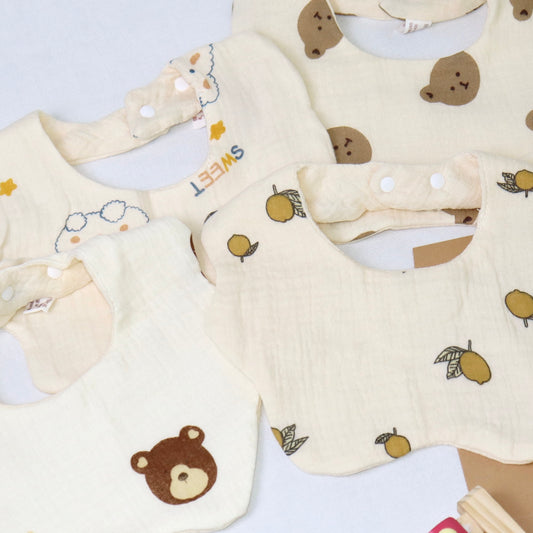 Cotton Bib 4Pcs ( Random Design )