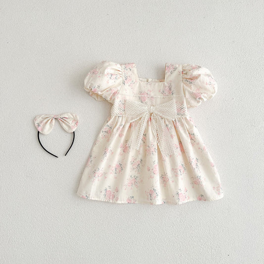 Pink Flower With Ribbon Dress